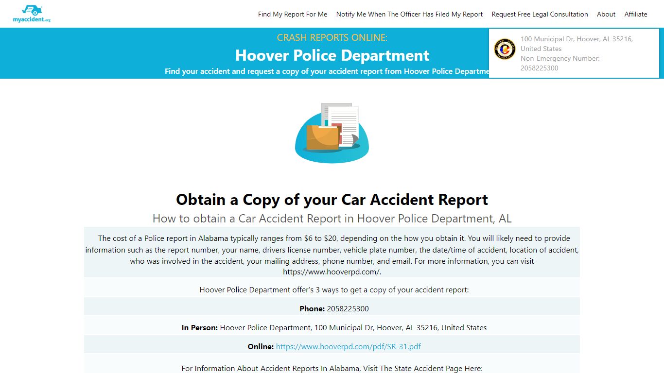 Online Crash Reports for Hoover Police Department - MyAccident.org